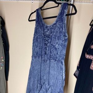 Flower blue corset style renaissance style dress free size, the little bazaar